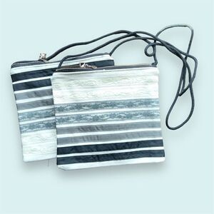 Set of 2 Black Gray White Lace mini zippered bags NWT